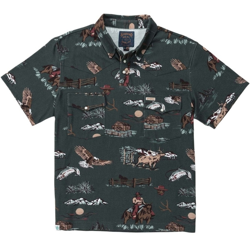 Sendero Provisions Co. Pearl Snap Western Catalima Polo Shirt - Size Medium